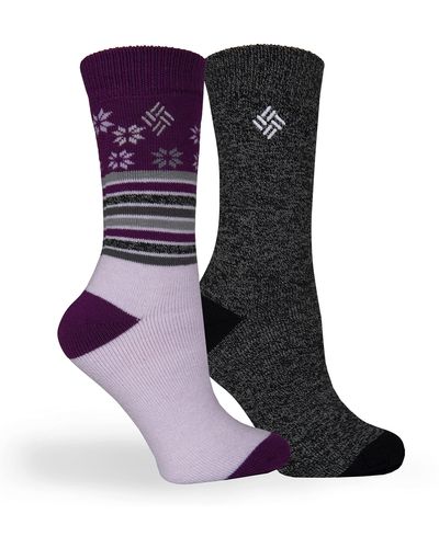 Columbia Medium Weight Snowfall Thermal Socks 2 Pair - Purple