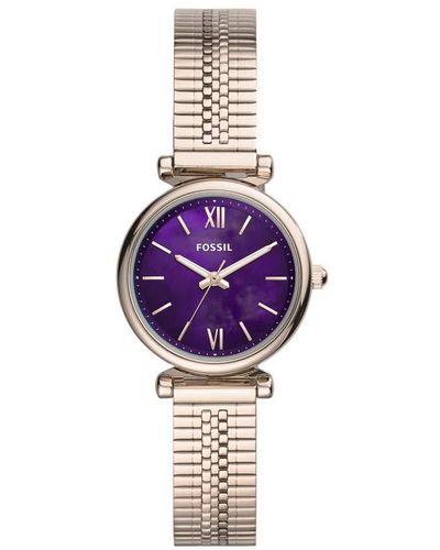 Fossil Es4694 Ladies Carlie Mini Watch - Purple