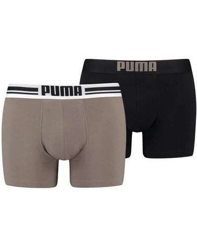 PUMA Placed Logo Boxers 2 Pack Boxer - Negro