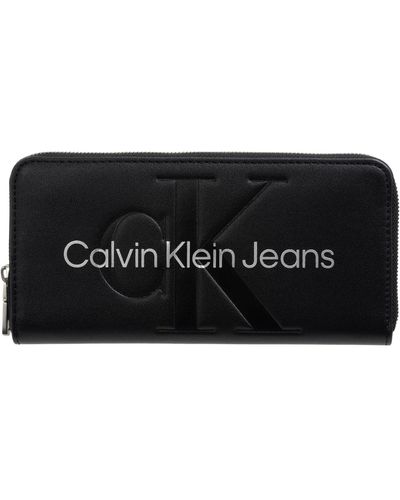 Calvin Klein Calvin Klein Long Zip Around Wallet Black / Metallic Logo - Schwarz