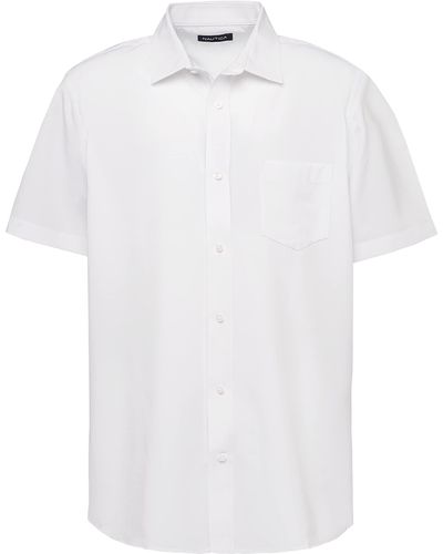 Nautica Schuluniform Kurzarm Performance Oxford Button-Down Hemd Weiß S US