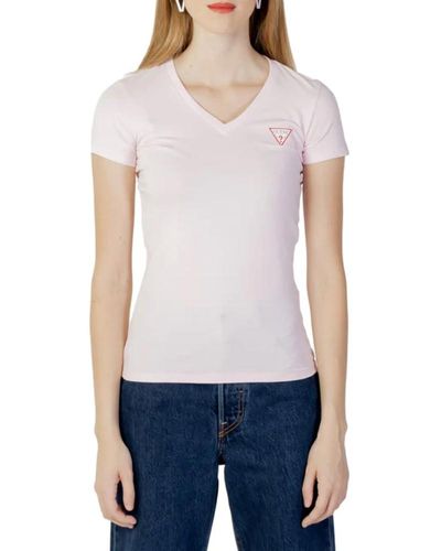 Guess T-Shirt Rose Mini Triangle Rose S - Blanc