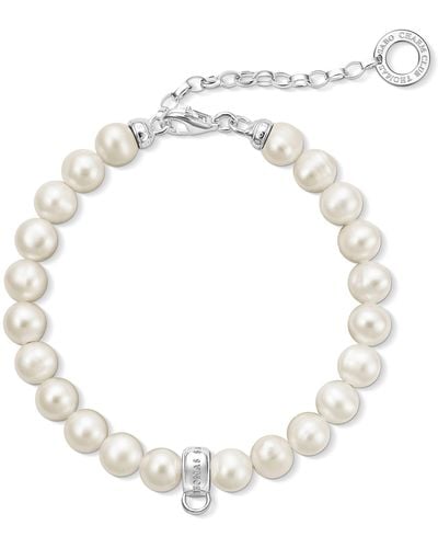 Thomas Sabo Charm Bracelet Freshwater Pearl Charm Club 925 Sterling Silver X0225-082-14-l18,5v - White