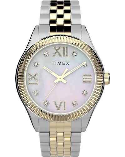 Timex Of-pearl Dial Two-tone Stainless Steel Case & Bracelet With - Gray