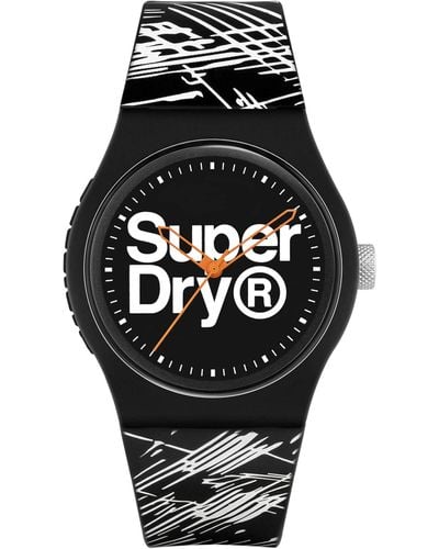 Superdry Analog Quarz Uhr mit Silicone Armband SYG292WB - Schwarz