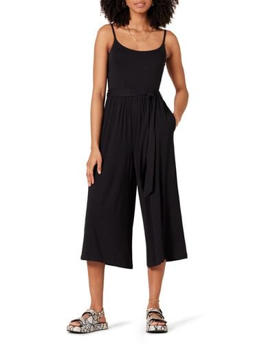 Amazon Essentials Jersey Cami Cropped Wide Leg Jumpsuit - Black