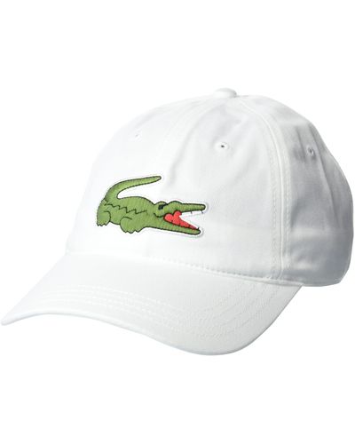 Lacoste Large Croc Logo Cotton Cap - White