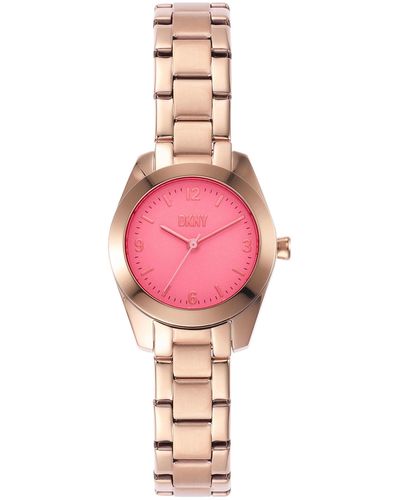 DKNY Nolita Quartz Stainless Steel Three-hand Dress Watch - Pink
