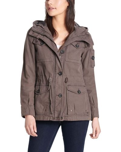 Levi's Four-pocket Cotton Hooded Utility Jacket Lightweight - Brown
