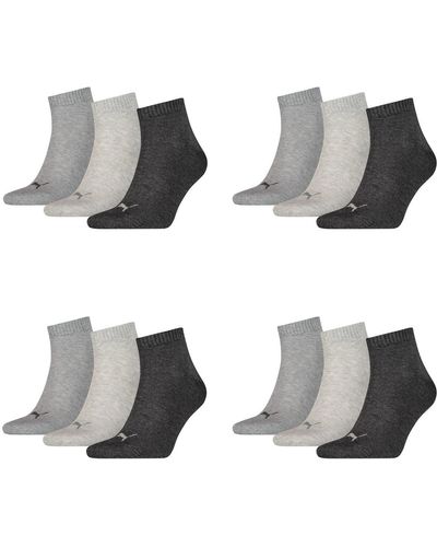 PUMA 12 Paar Quarter Socken Sneaker Gr. 35-49 für Füßlinge - Mettallic