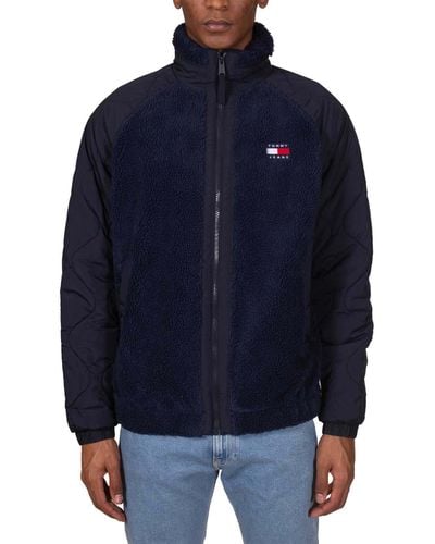 Tommy Hilfiger Fleece Jacket With Nylon Details - Blue