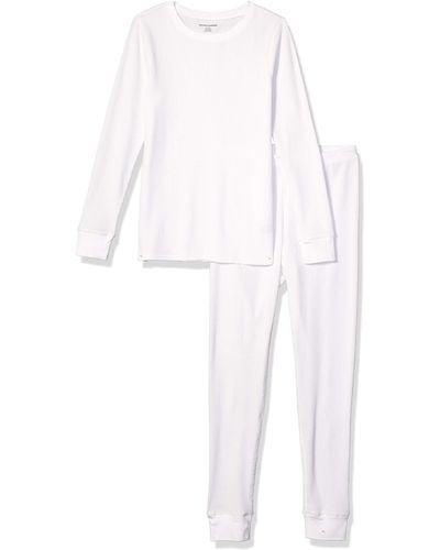 Amazon Essentials Waffle Snug-fit Pajama Set - White