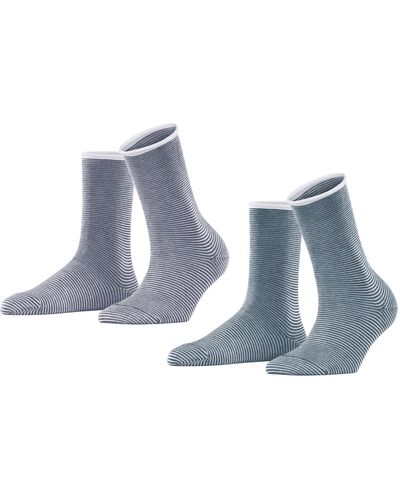 Esprit Socken Allover Stripe 2-Pack Biologische Baumwolle gemustert 2 Paar - Blau