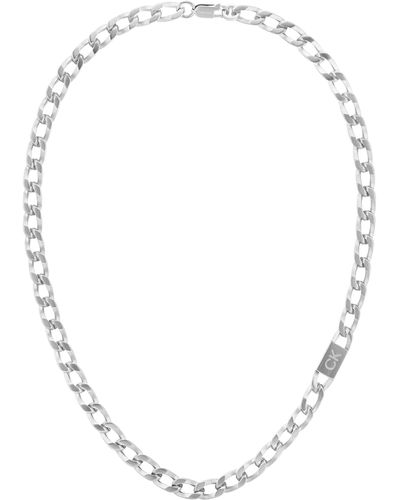 Calvin Klein Collar de cadena para Hombre,Plata,One Size - Blanco