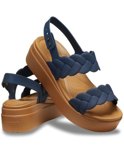 Crocs™ Brooklyn Woven Low Wedges Platform Sandals - Blue