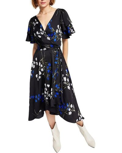 DKNY Flounce Fit And Flare With Button Sleeve - Black