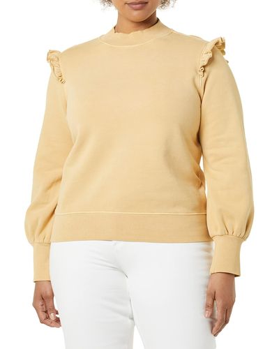 Goodthreads Heritage Fleece Long Sleeve Ruffle Shoulder Sweatshirt - Metallic