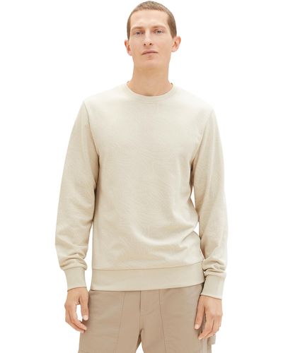 Tom Tailor 1037854 Basic Sweatshirt mit Allover-Print - Natur