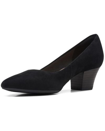 Clarks Teresa Step Burnished Pointed Toe Court Shoes - Black