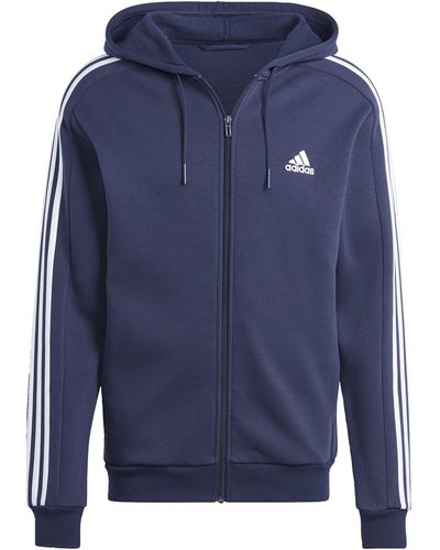 adidas Essentials Fleece 3-strepen Full-zip Track Top - Blauw