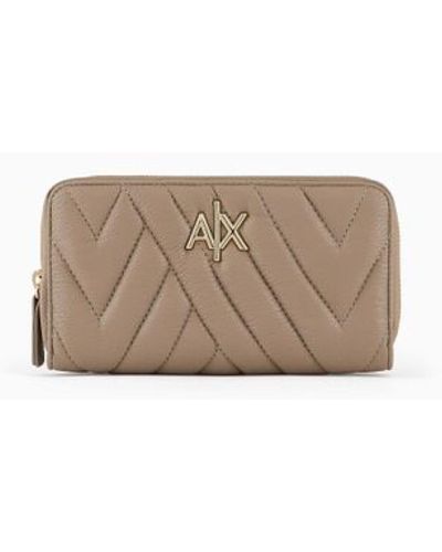 Emporio Armani A | X Armani Exchange Quilted Continental Zip Around Wallet - Natural