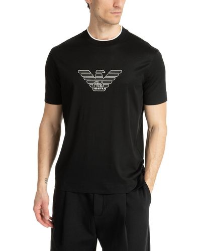 Emporio Armani T-Shirt manches courtes avec logo brodé en relief aigle 3D1TD41JUVZ - Noir