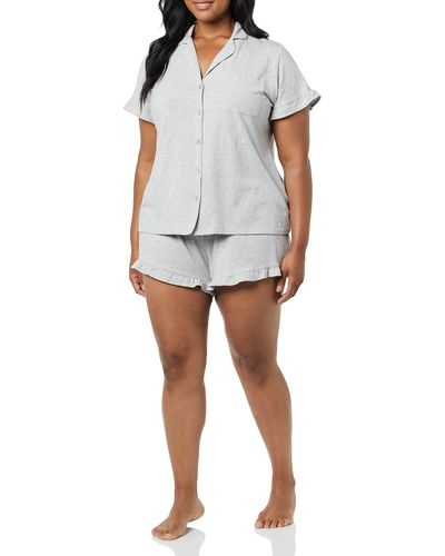 Amazon Essentials Schlafanzug-Set aus Baumwoll-Modal mit Paspelierung - Mehrfarbig