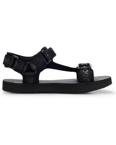 HUGO S Jens Sand Branded Sandals With Riptape Straps And Eva Outsole Size 8 - Black