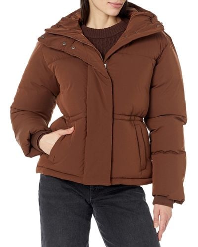 Amazon Essentials Short Waisted Puffer Jacket - Brown
