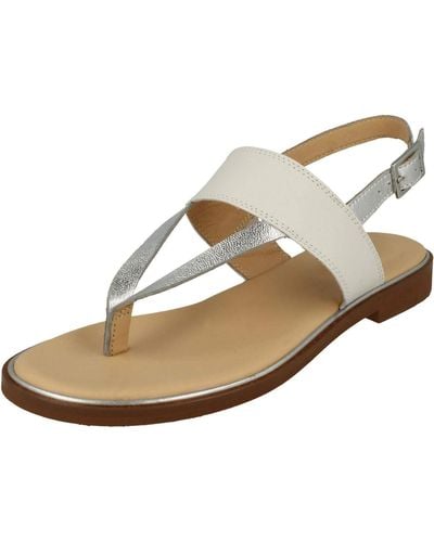 Clarks Ellis Opal Leather Sandals In White Combi Standard Fit Size 8 - Natural