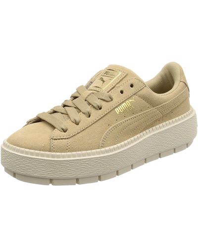 PUMA Suede Platform Trace Suede Leather Trainers Shoes - Metallic
