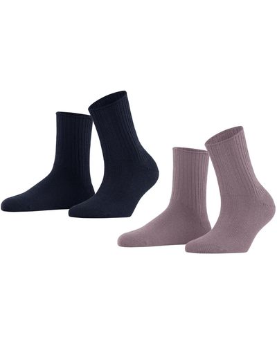 Esprit Socken Cosy Rib 2-Pack W SO Baumwolle Wolle einfarbig 2 Paar - Blau