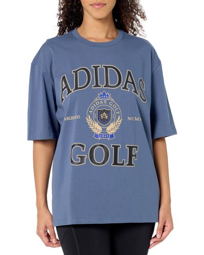 adidas Go-to Crest Graphic Boyfriend Tee Golf Shirt - Blue
