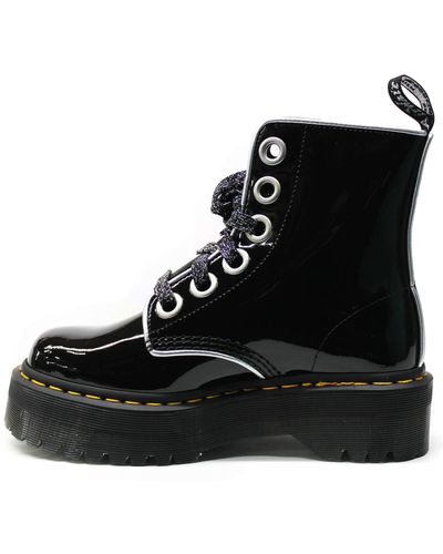 Dr. Martens S Molly Patent Leather Black Silver Boots 6.5 Uk