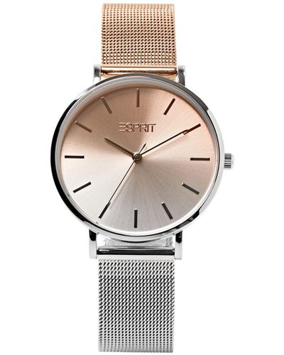 Esprit Armbanduhr aus Edelstahl mit zweifarbigem Mesh-Armband - Weiß