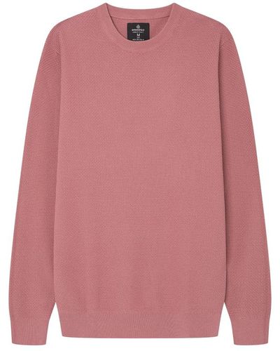 Springfield Reconsider GG12 Round Neck Sweater with Ribbed Cuffs HEM and Links Structure. Suéter - Rosa