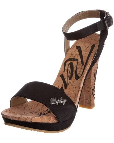 Replay Victori Ankle Strap Heel - Braun