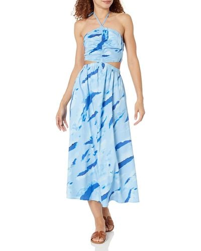 The Drop Brinda Cotton Cutout Halter Maxi Dress - Blue