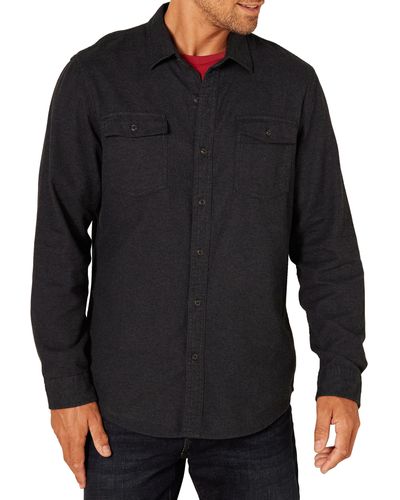 Amazon Essentials Slim-fit Long-sleeve Two-pocket Flannel Shirt - Black