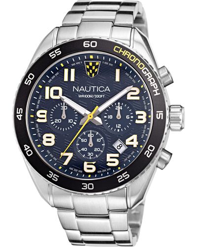 Nautica Napkbs227 Key Biscane Grey/blue/sst Bracelet Watch - Metallic
