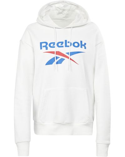 Reebok Pile con Logo Grande Felpa con Cappuccio - Bianco