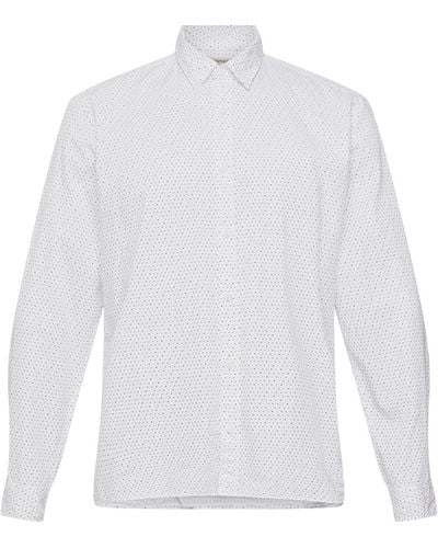 Esprit Businesshemd Gemustertes, nachhaltiges Baumwollhemd - Weiß