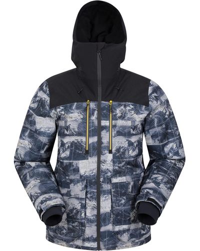 Mountain Warehouse Drayton Mens Waterproof Ski Jacket - Breathable, Taped Seams, Detachable Snowskirt, Thermal Tested -35 °c - Blue