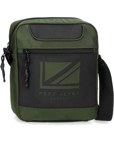 Pepe Jeans Bromley Ldn Shoulder Bag Green 23 X 27 X 7 Cm Polyester With Faux Leather Details