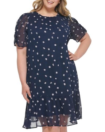 DKNY Plus Soft Everyday Fit And Flare Dress - Blue