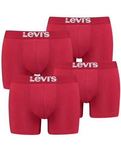Levi's 4-Pack Levis Solid Basic Boxer Brief Boxershorts Underwear Pants - Rouge