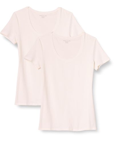 Amazon Essentials T-Shirt con iche Cirte e Scollo Ampio dalla vestibilità Classica - Bianco