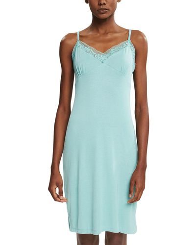 Esprit Seasonal Lace Mo Nw Chemise Nightgown - Blue