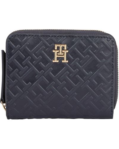 Tommy Hilfiger Th Refined Med Mono Wallet Aw0aw15755 - Blue