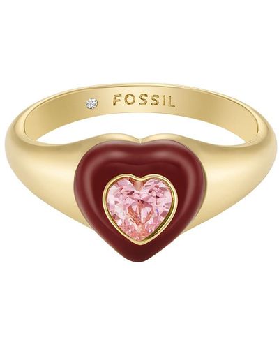 Fossil – -Ring "Sadie Candy Hearts" aus goldfarbenem Messing in der Mitte - Natur